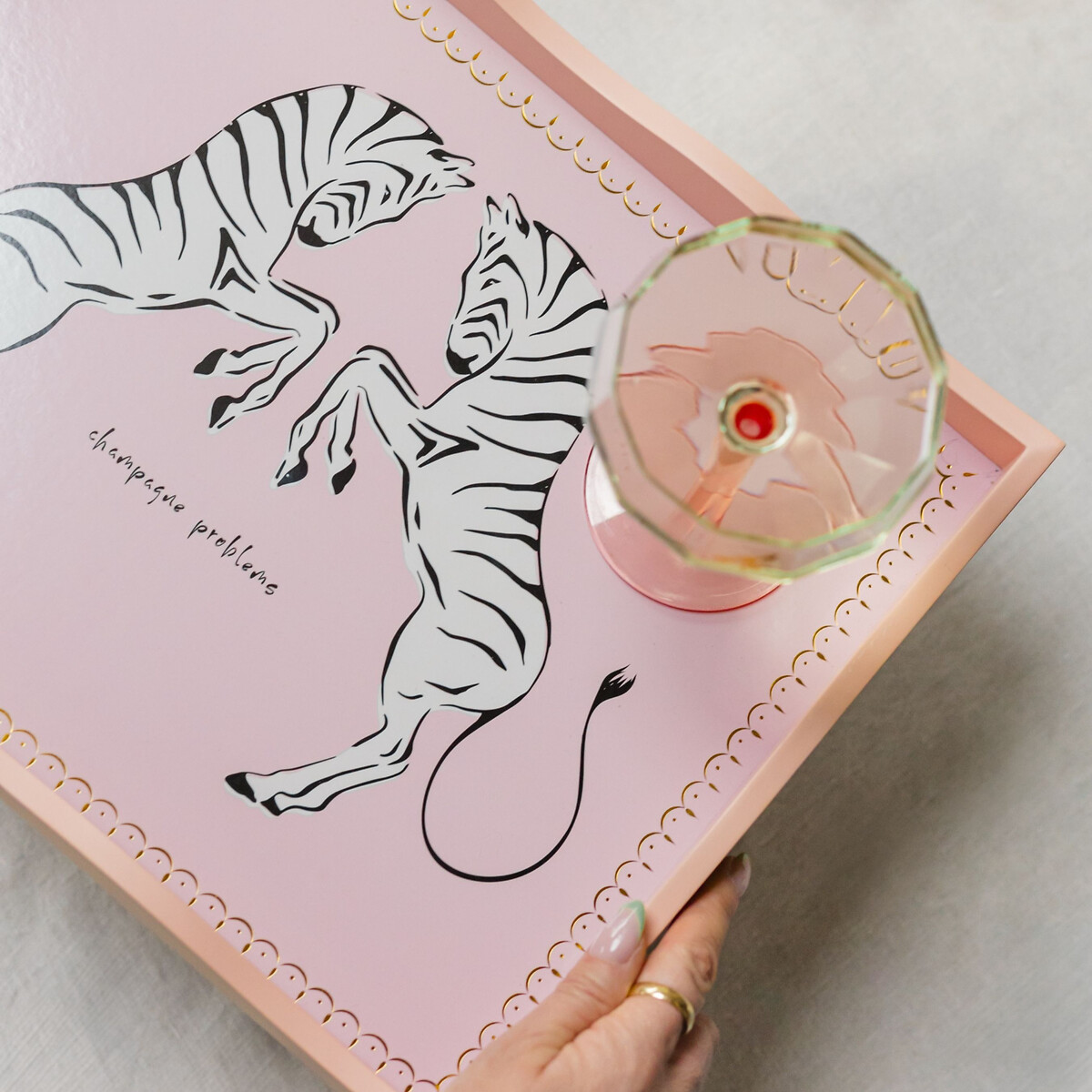Zebra Rectangular Serving Tray pink, YVONNE ELLEN