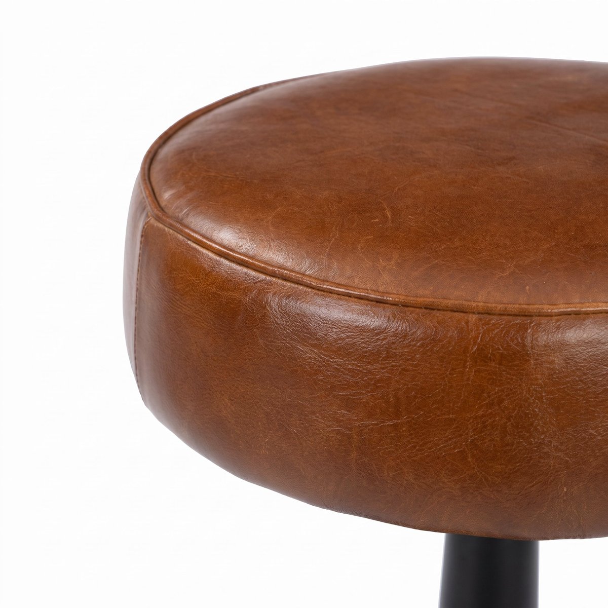 Tabouret pour îlot central 65 cm en cuir de buffle - LUCIEN marron, MAISON PAVANE