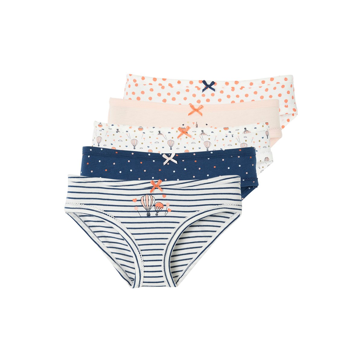 Lot de 5 culottes fantaisie lot ivoire, VERTBAUDET