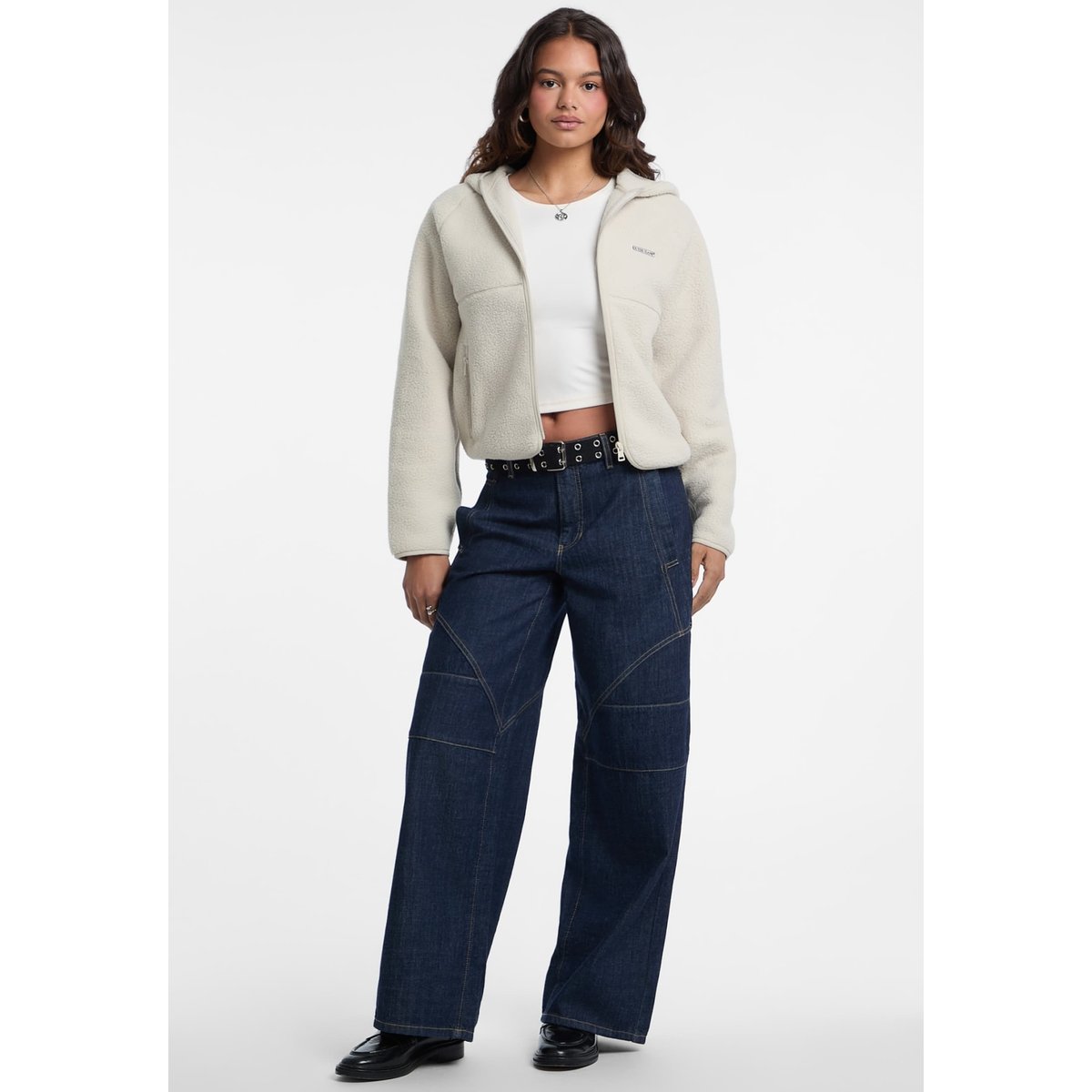 Veste Sherpa À Capuche crème, GUESS JEANS