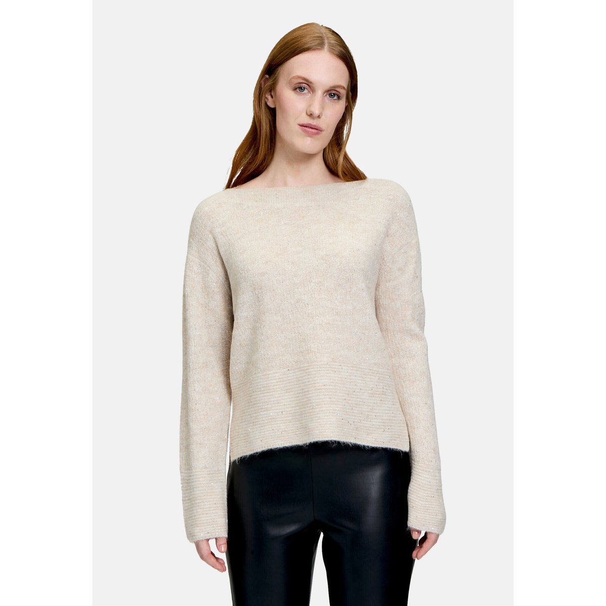 Pull-over en maille à teneur en fil fantaisie light beige melange, BETTY BARCLAY
