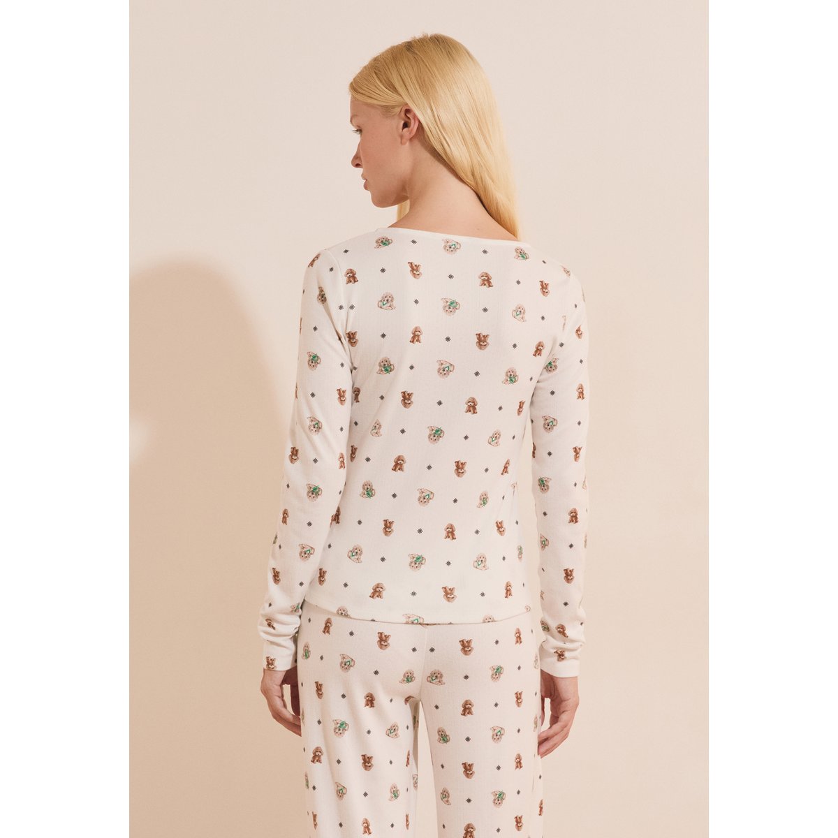 T-shirt manches longues avec boutons RITA ecru, ETAM