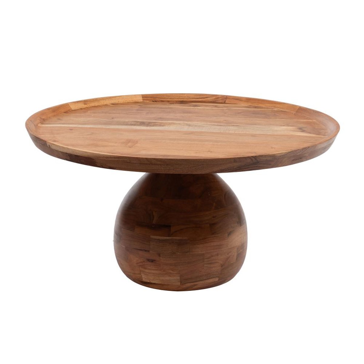 Table basse ronde en acacia et métal Ø80 cm Goutte marron, AMADEUS