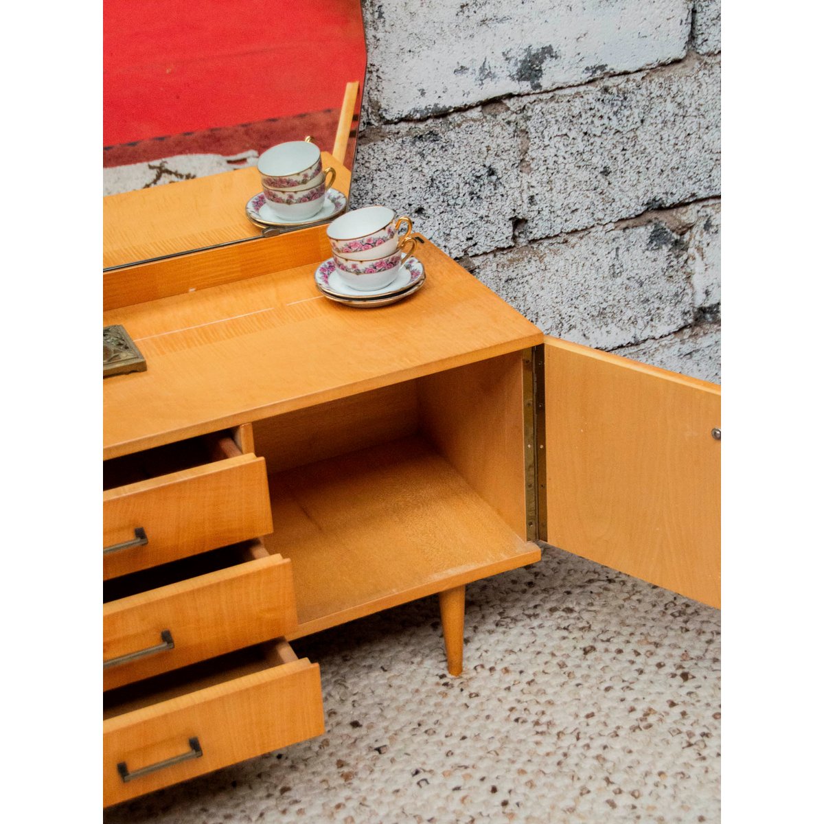 Grande coiffeuse en bois Louise N°184 - Bon état bois, DEBONGOUT
