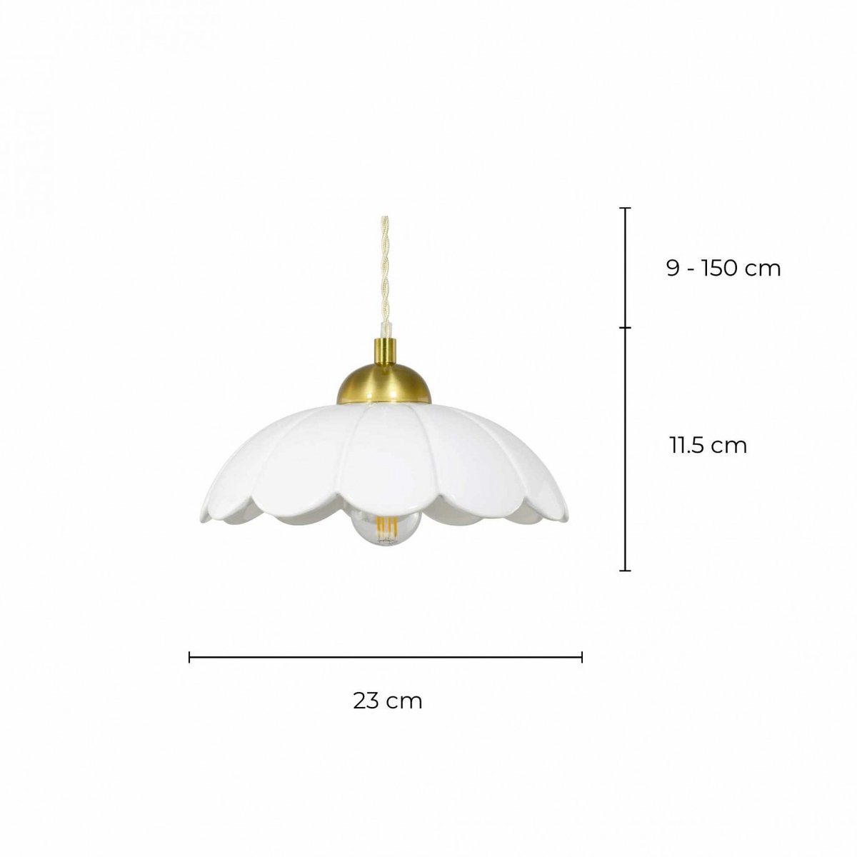 Suspension en céramique et métal, CLARIS blanc, C-CREATION