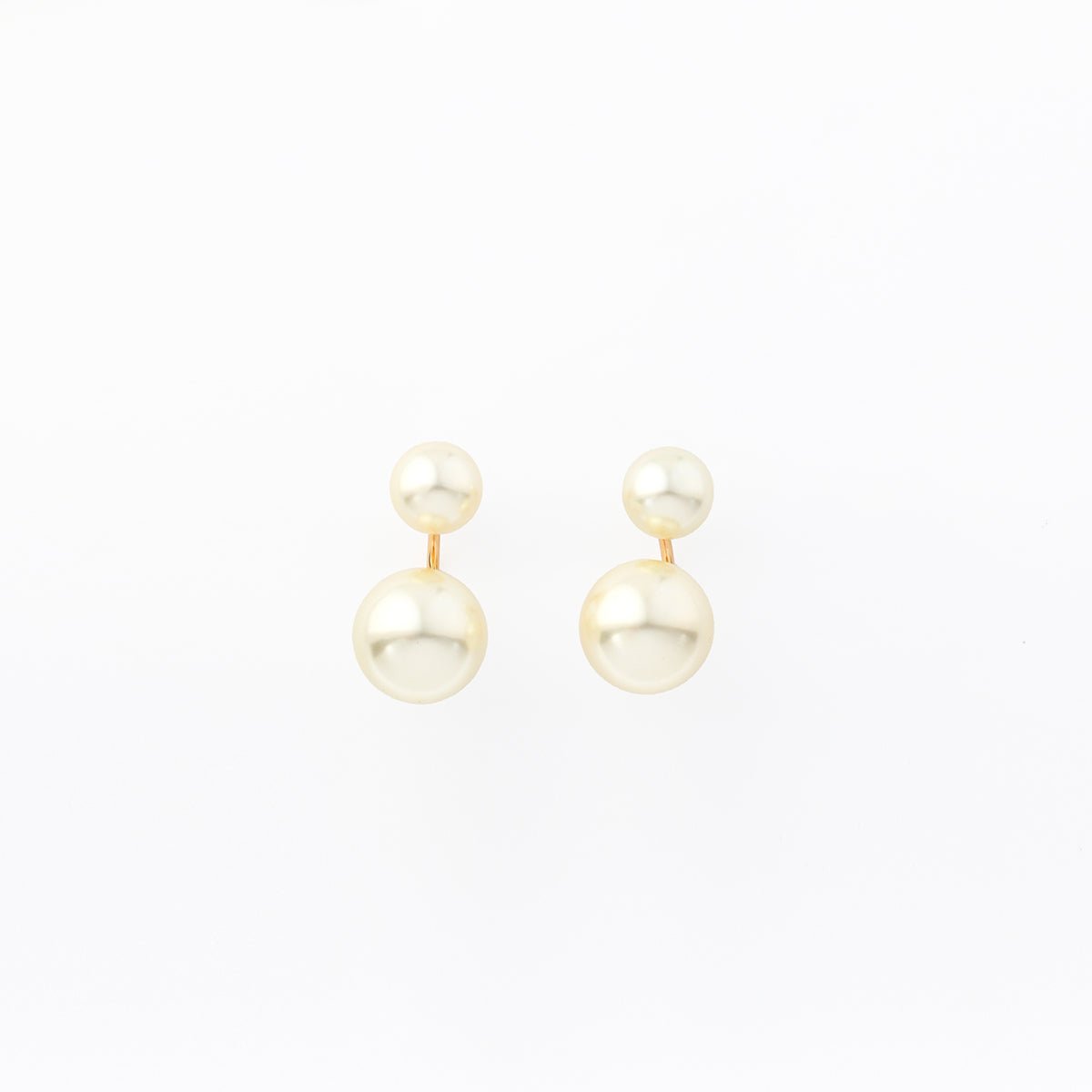 Boucles d'oreilles 2 perles blanc, BALABOOSTE
