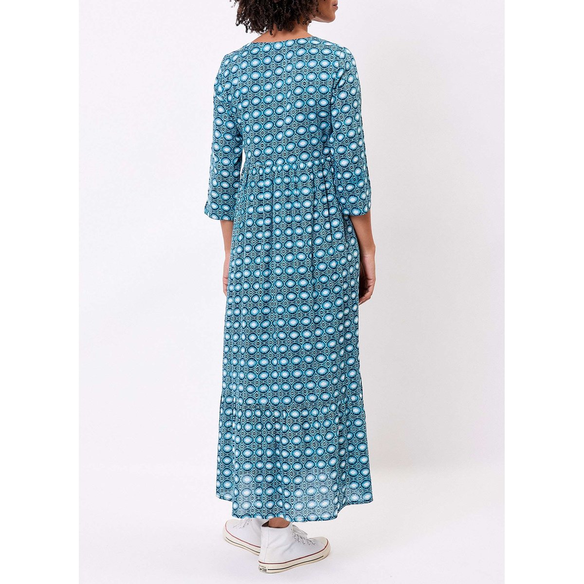 Robe longue imprimée voile de coton bio OLENCIA bleu olencia, LA FIANCÉE