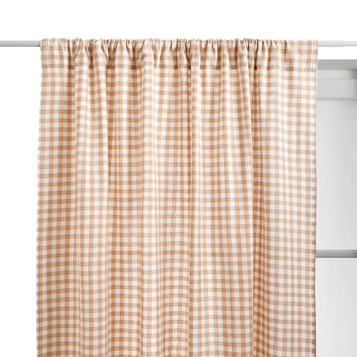Rideau motif vichy en coton GROOVE beige lin, ATMOSPHERA