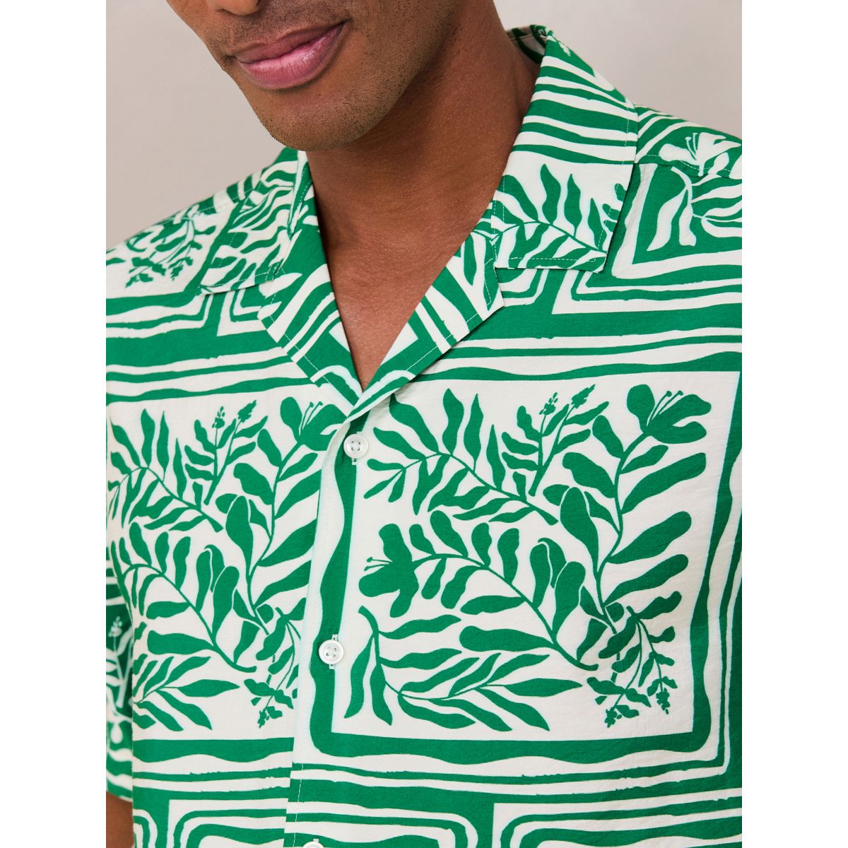 Chemise manches courtes à imprimé feuille verte, NEXT