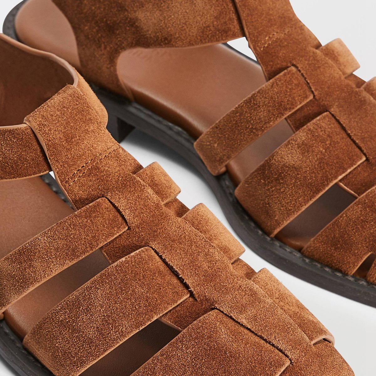 Sandales en cuir brownie, MONOPRIX