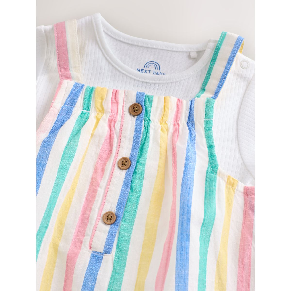Robe chasuble et body bébé, 2 pièces rayures multicolores, NEXT