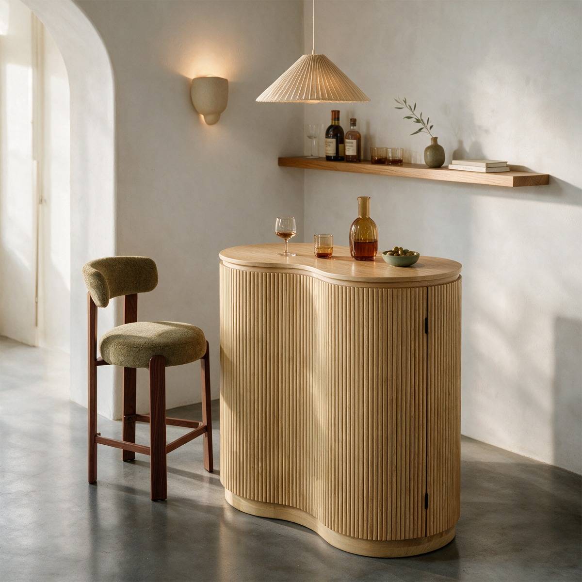 Meuble bar en bois de manguier  ELORIA bois clair, MADE IN MEUBLES 