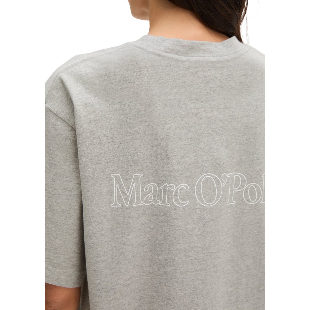 T-shirt à logo regular en coton recyclé et bio gris, MARC O'POLO