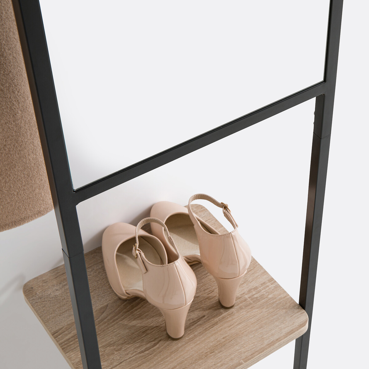 Horta Wall Coat Rack with Mirror black/wood, SO'HOME