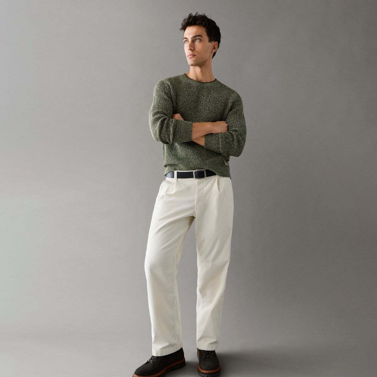 Pantalon Chino En Velours Côtelé Coupe Décontractée blanc ivoire, PEPE JEANS