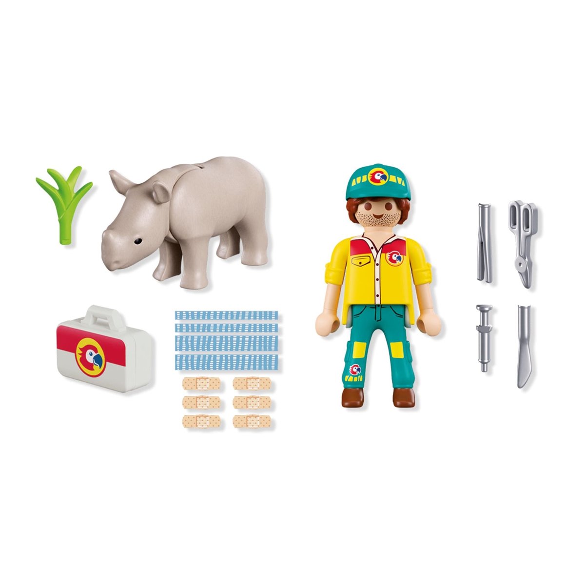 DuoPack Soigneur et rhinocéros multicolore, PLAYMOBIL