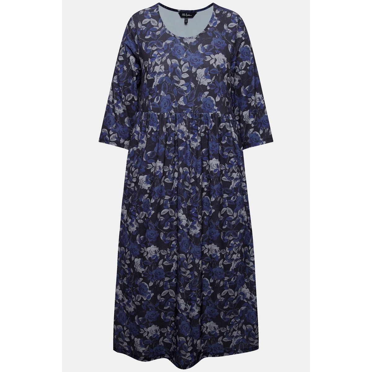 Robe en jersey, motif à fleurs, coupe évasée noir, ULLA POPKEN