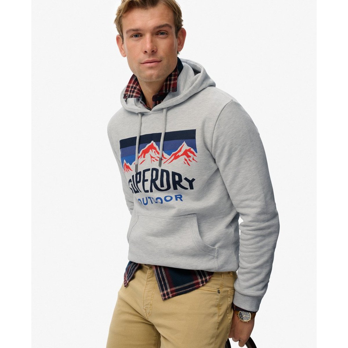 Sweat à capuche décontracté Mountain gris glacier chiné, SUPERDRY