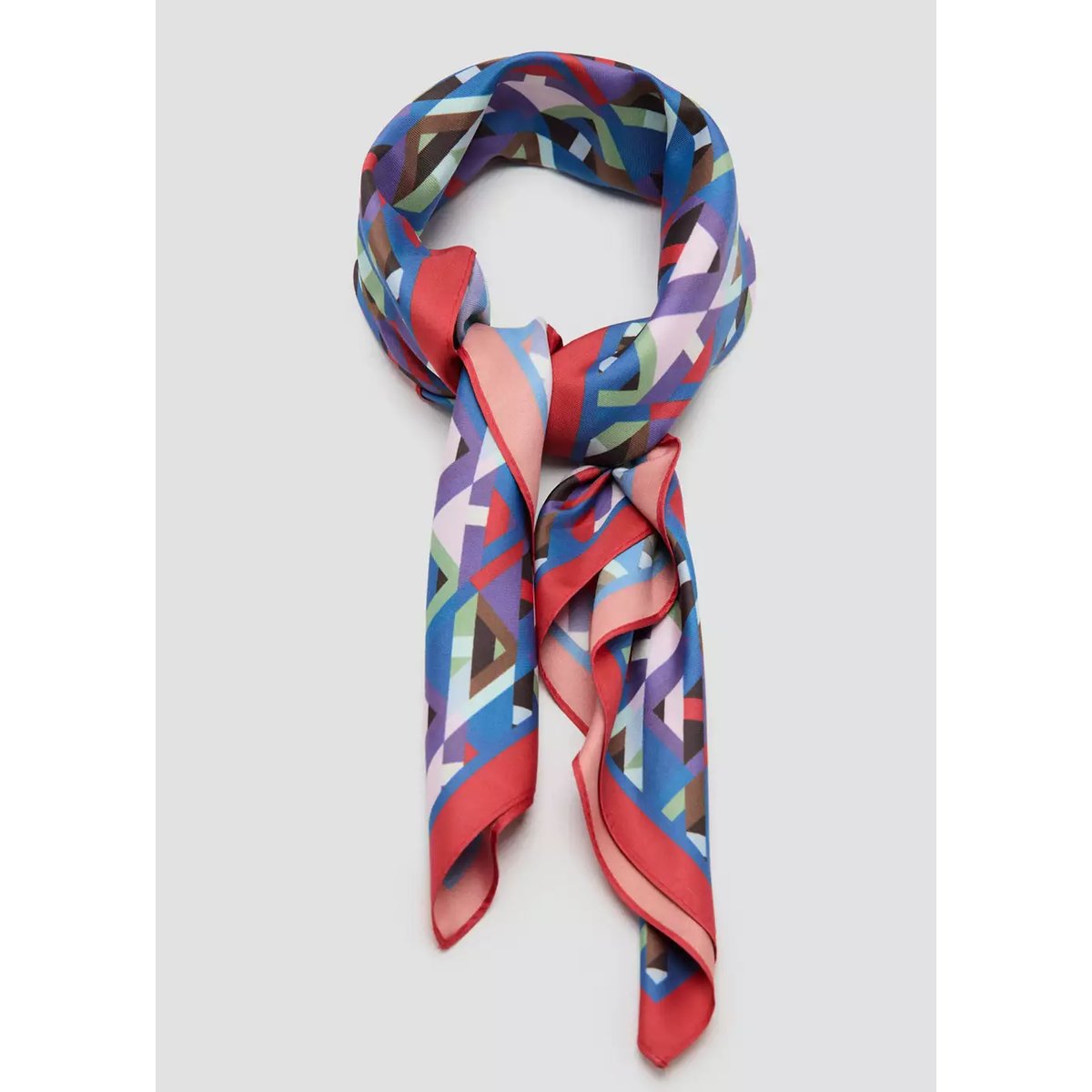 Foulard imprimé géométrique bleu, MANGO