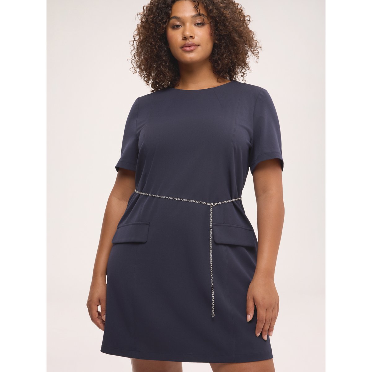 Robe courte évasée avec poches bleu, FIORELLA RUBINO