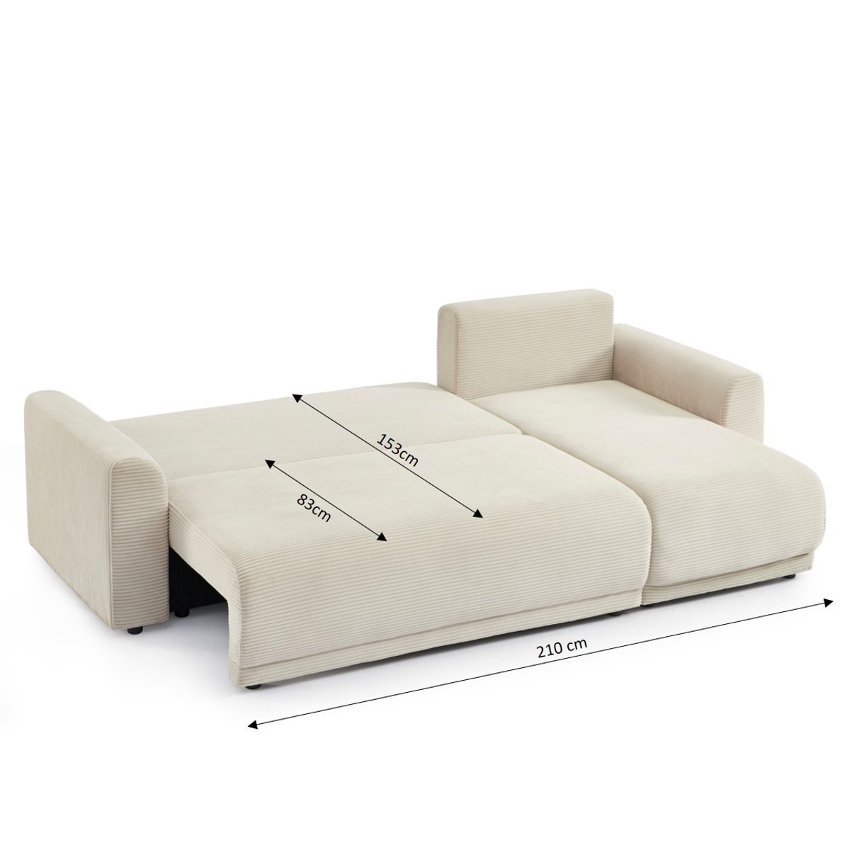 Canapé d'angle convertible velours SOLINE beige, BAÏTA