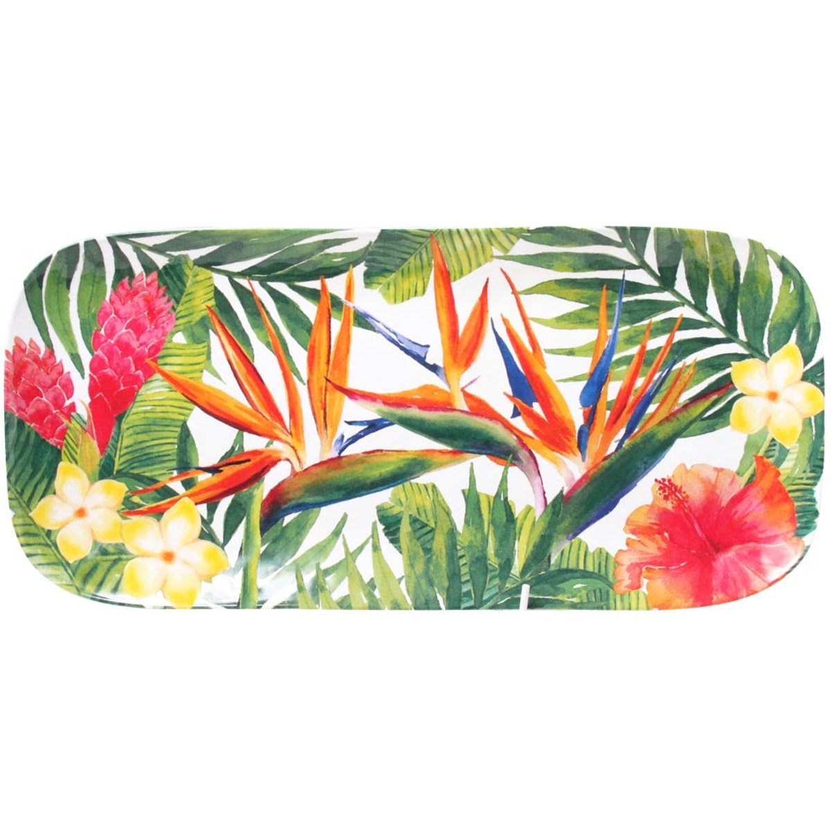 Plat à cake Fleurs Exotiques 37,5 cm vert, rouge, LES JARDINS DE LA COMTESSE