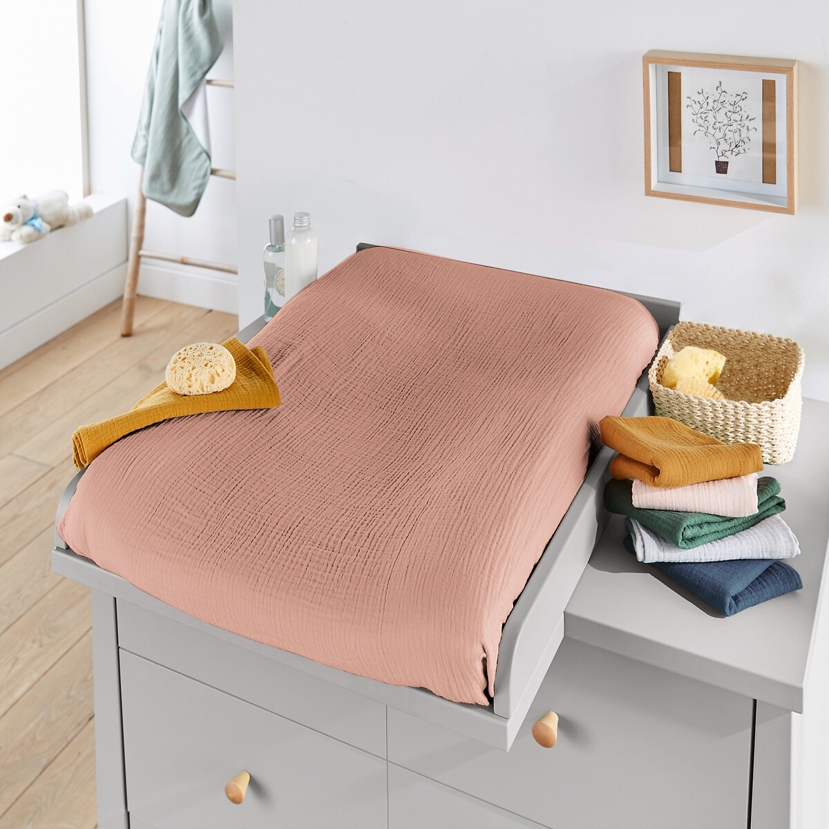 Lot de 2 housses de matelas à langer, Kumla vieux rose, LA REDOUTE INTERIEURS
