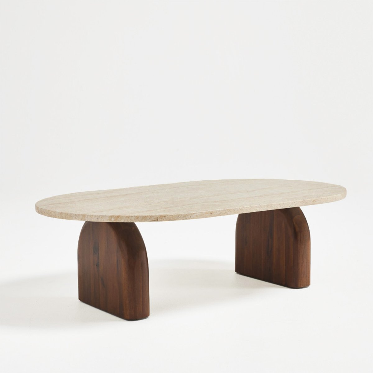 Table basse effet travertin et bois 100x60cm- LIPALI beige, DRAWER