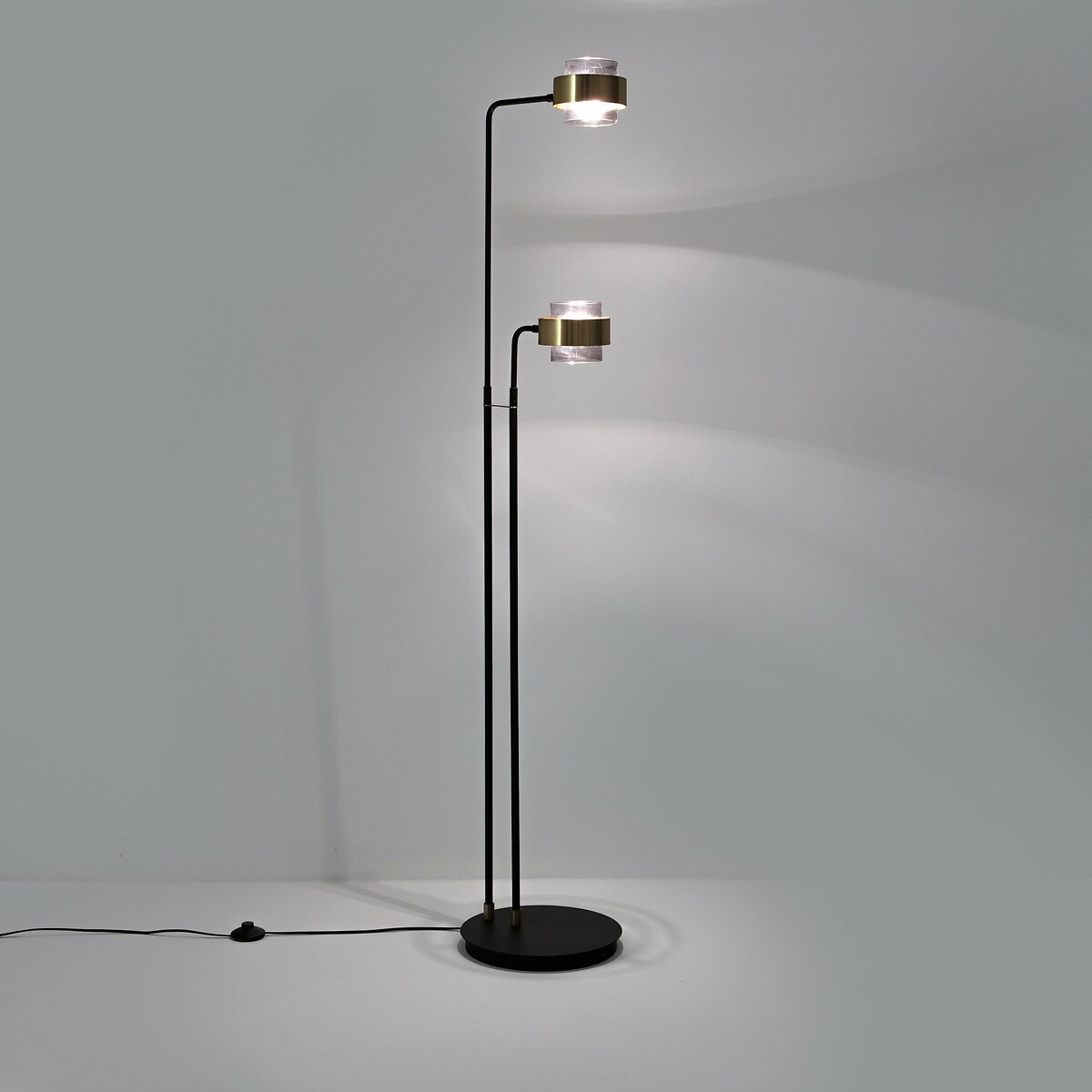 Lampadaire à 2 bras verre et métal fer, Botello noir/laiton, LA REDOUTE INTERIEURS