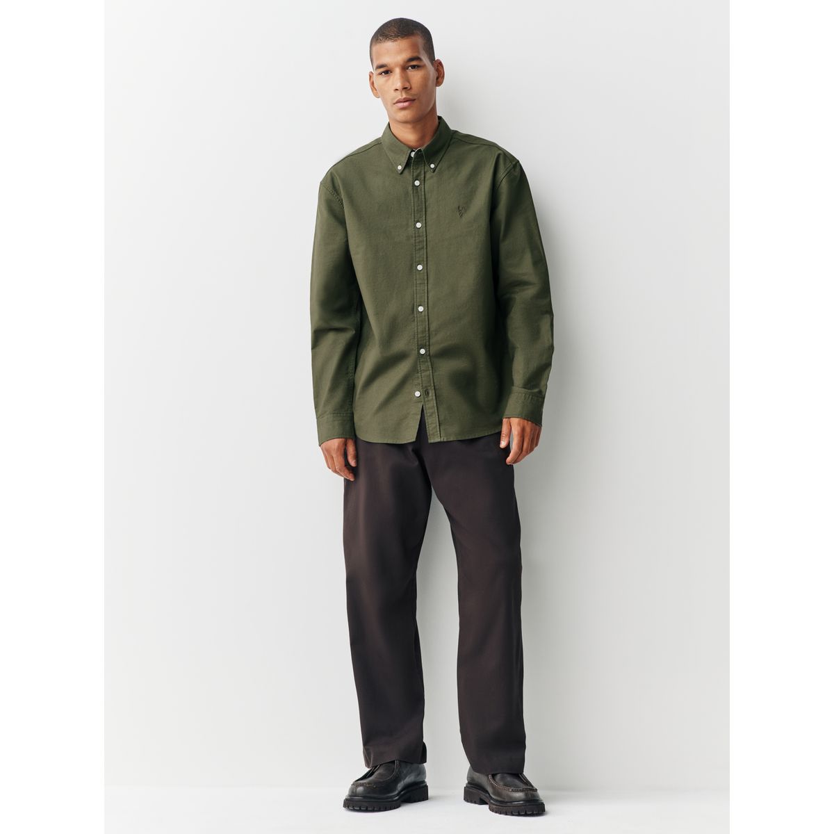 Chemise oxford à manches longues vert foncé, NEXT