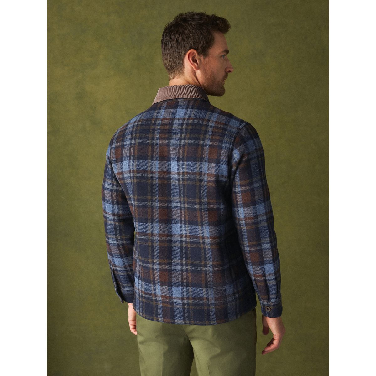 Veste-chemise à carreaux en laine mélangée bleu marine, NEXT