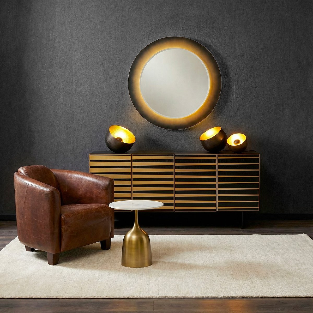 Miroir rond en acier dégradé, PREZIOSO marron, KARE DESIGN