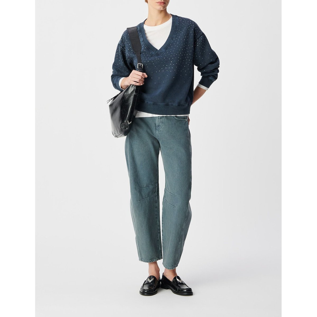 Rhinestone V-Neck Sweatshirt navy, IKKS