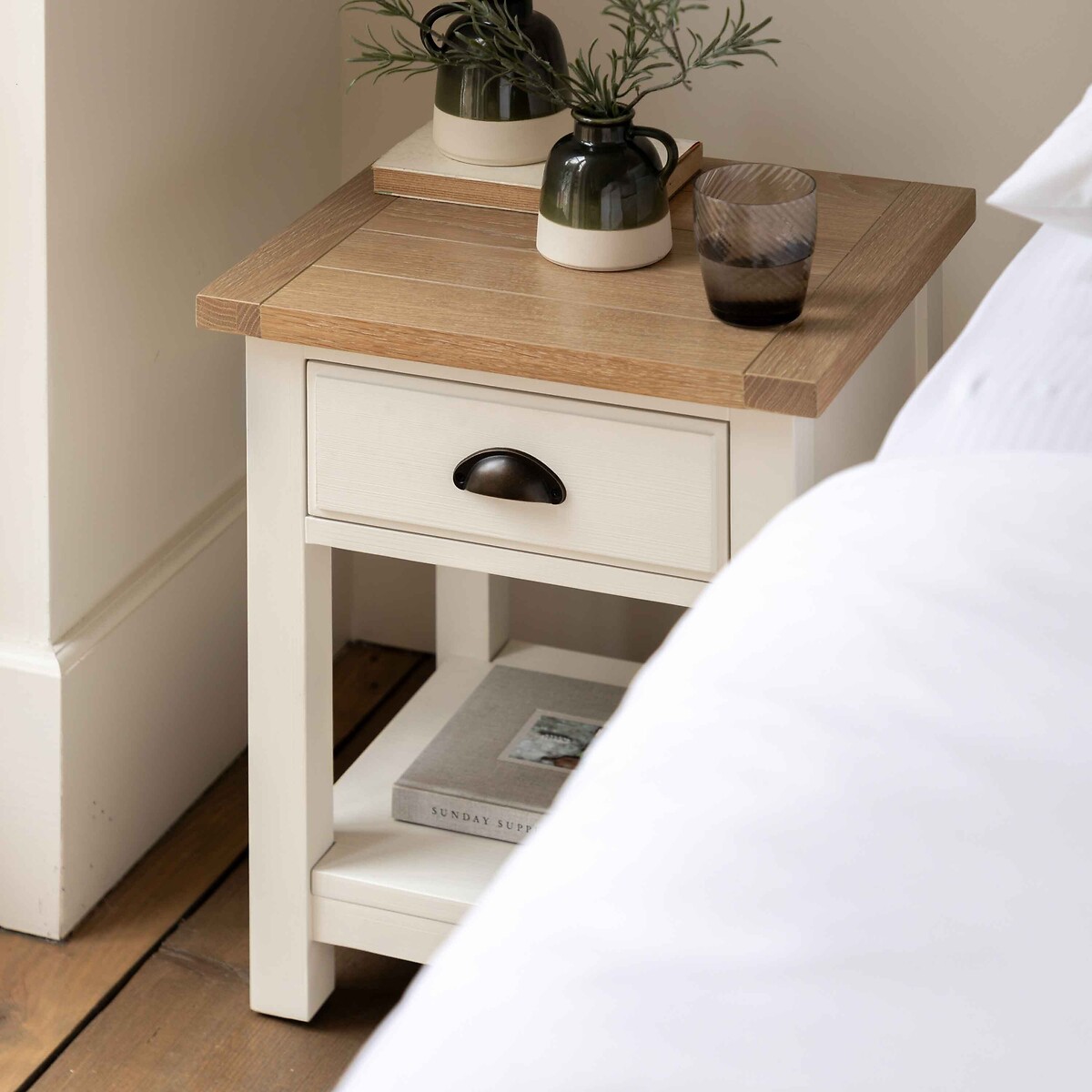 Ende 1-Drawer Bedside Table off-white, ÉDITÉ