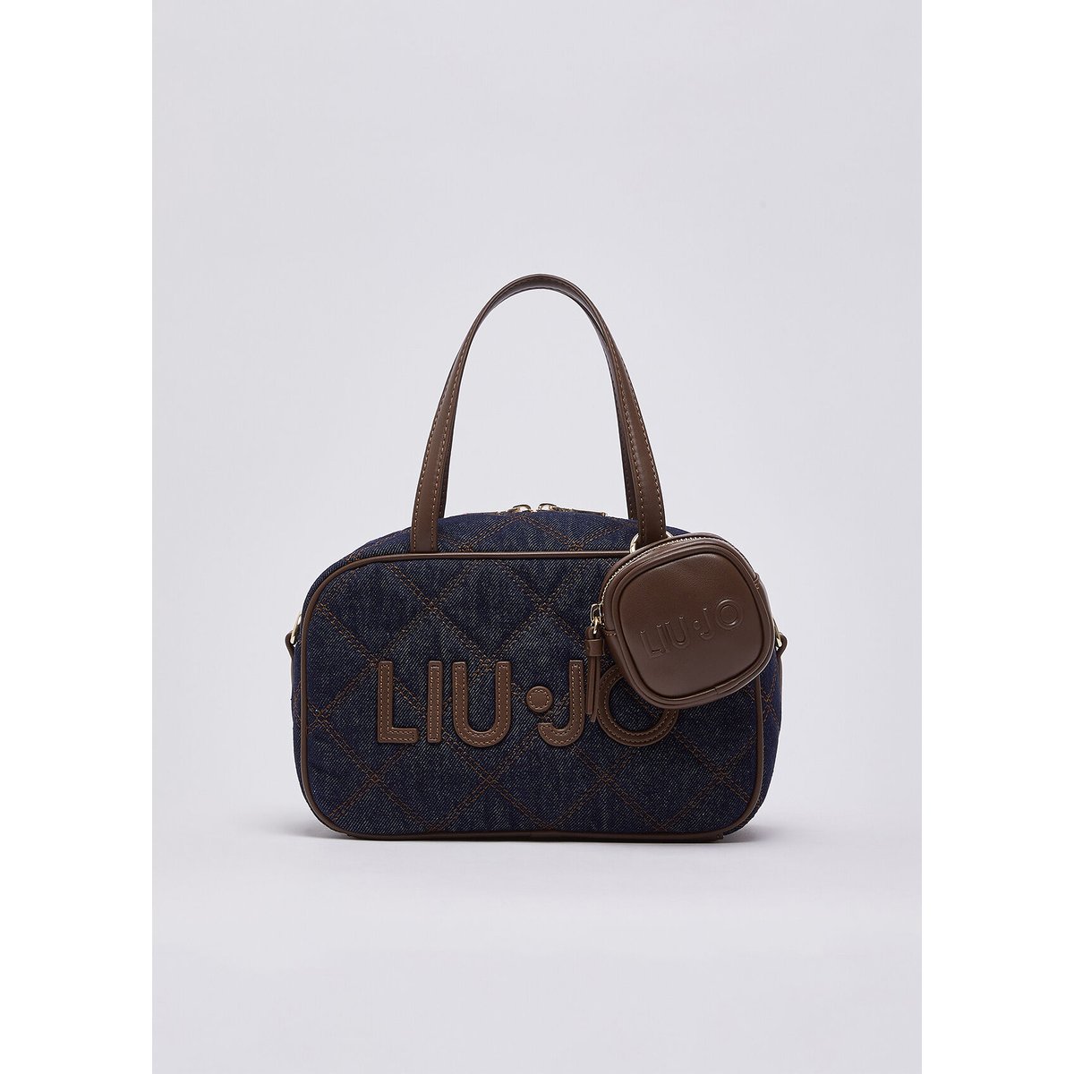 Sac à bandoulière en denim avec charm denim bleu, LIU JO