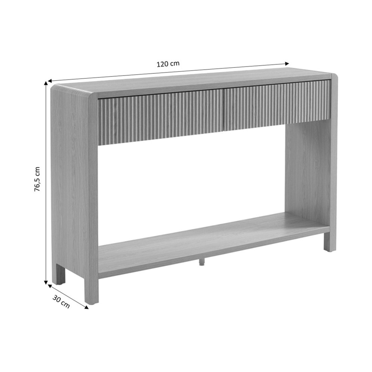 Console 2 tiroir en bois L120cm- PAULA bois clair, DRAWER