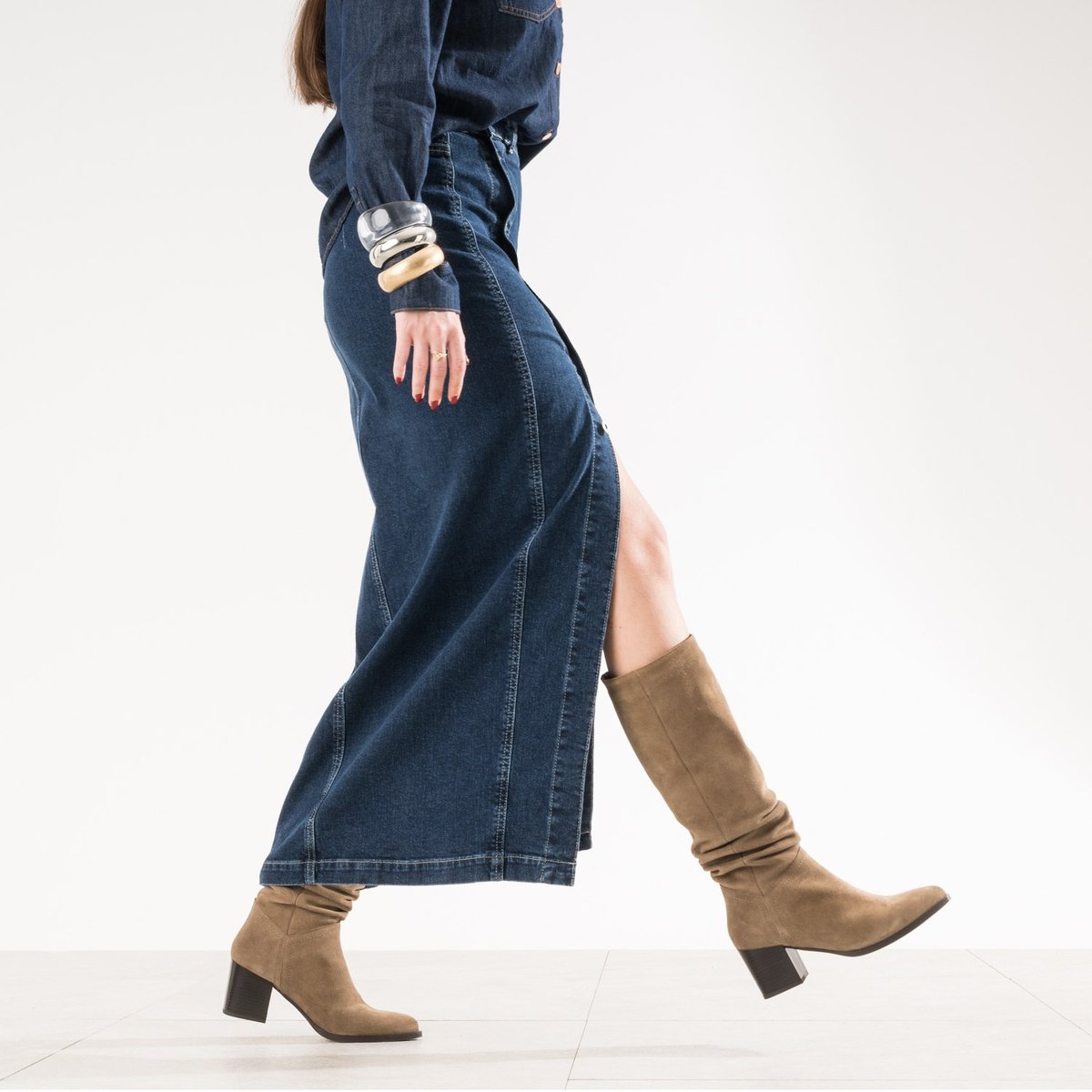 Botte À Talon en cuir RASABEN taupe, ERAM