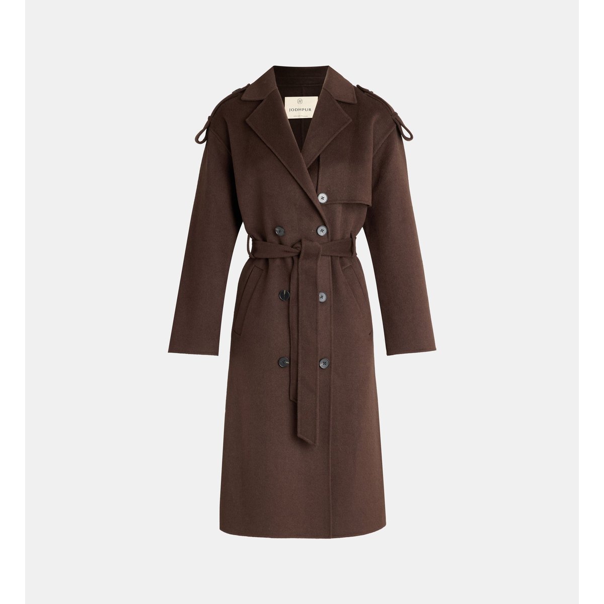 Manteau droit mi long levanio double face marron chocolat, JODHPUR