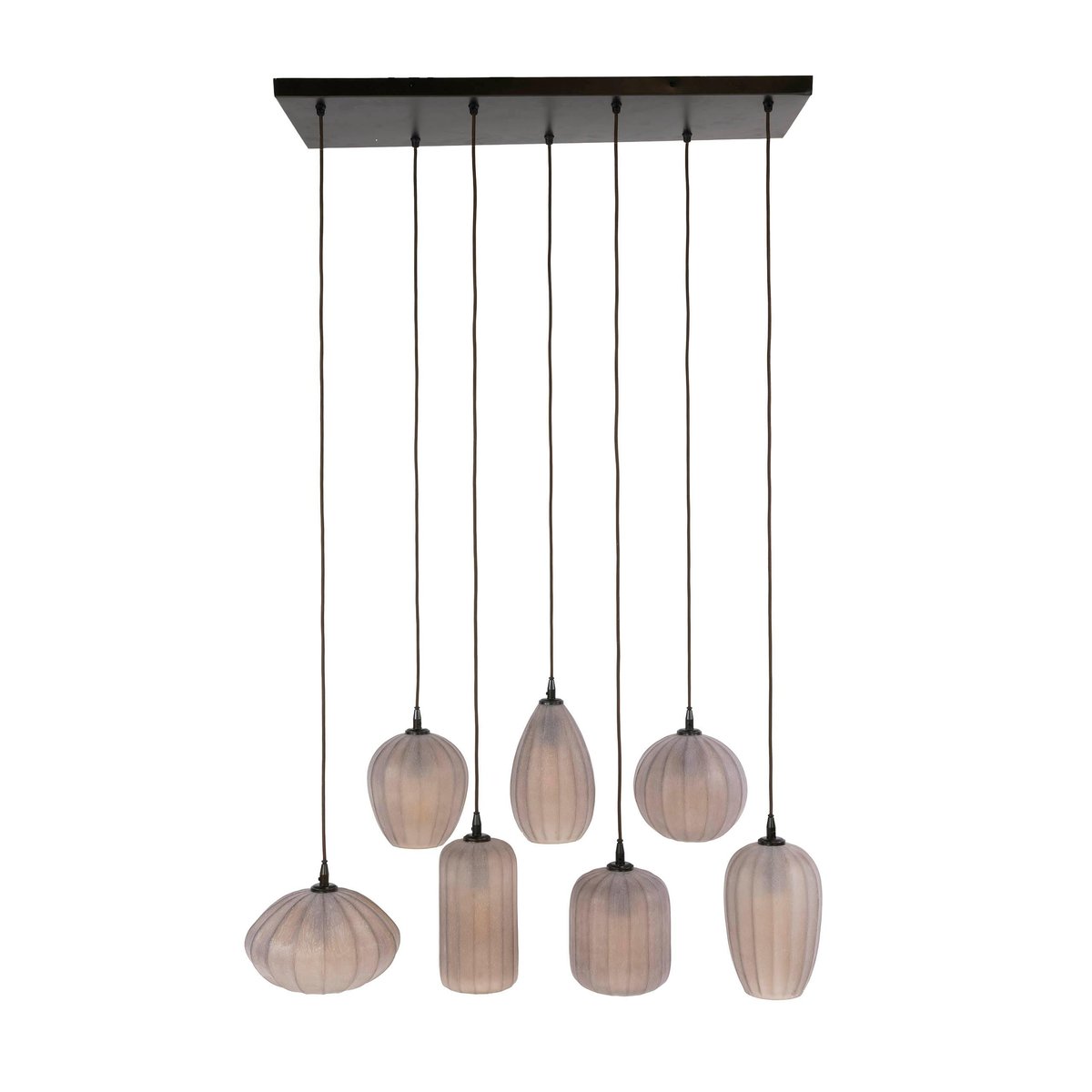 Suspension salle à manger verre brun dépoli 7 lampes NOVA marron, PIER IMPORT