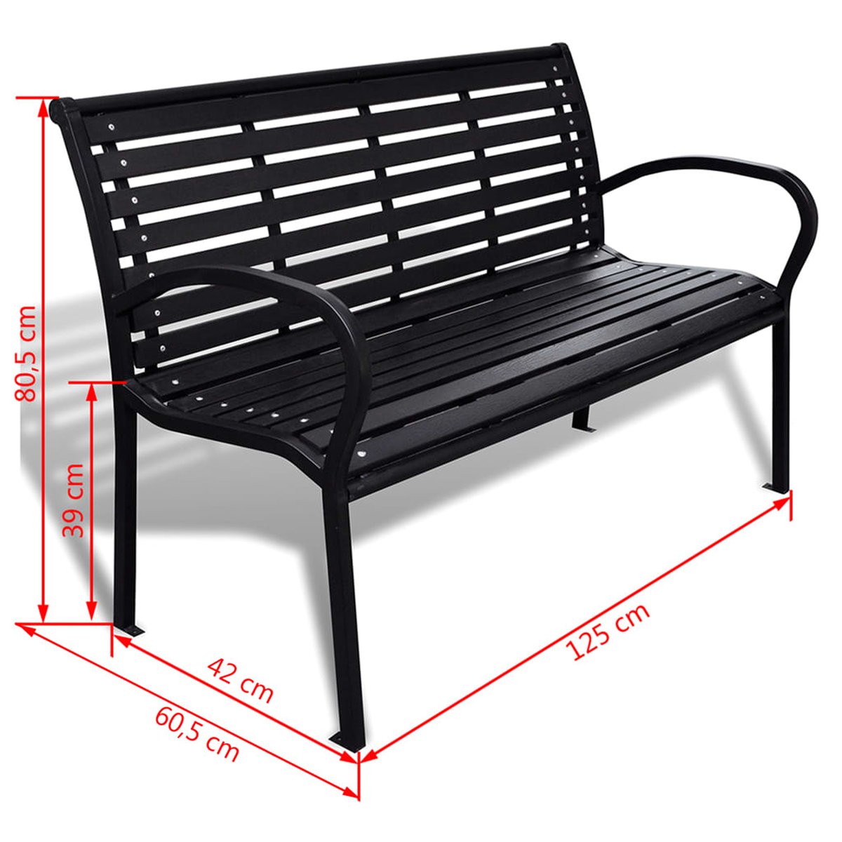 Banc de jardin au style industriel noir, HOME MAISON