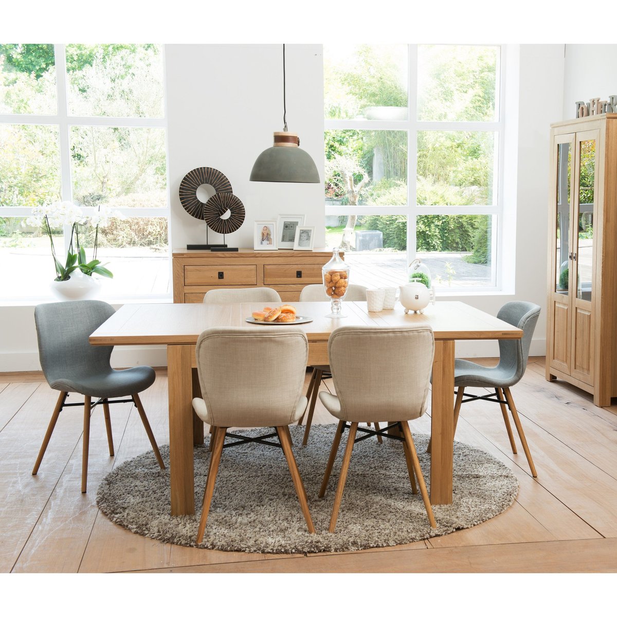 Table carrée extensible bois chêne clair massif L140/200 - BOSTON bois clair, HELLIN, DEPUIS 1862