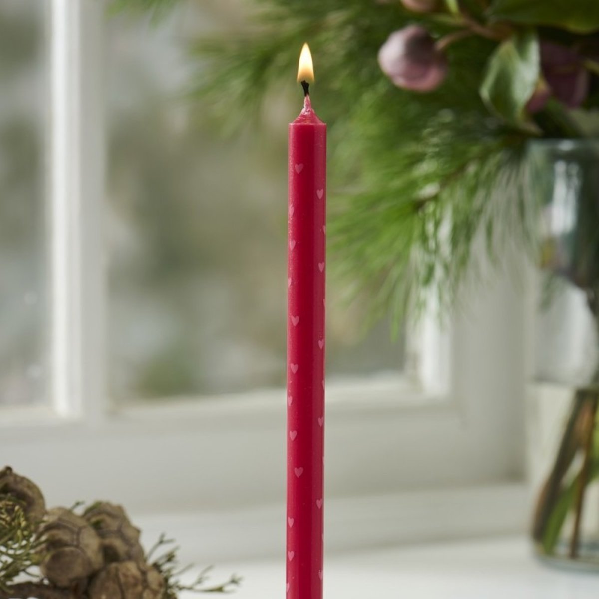 Bougie chandelle cœurs  Nordic Swan rouge, IB LAURSEN