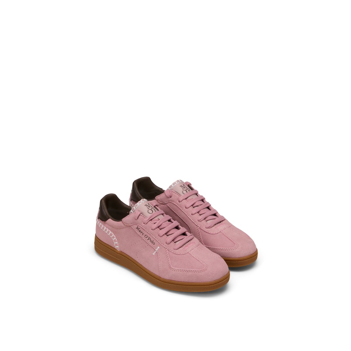 Sneaker modèle Charlie en cuir velours doux rose, MARC O'POLO