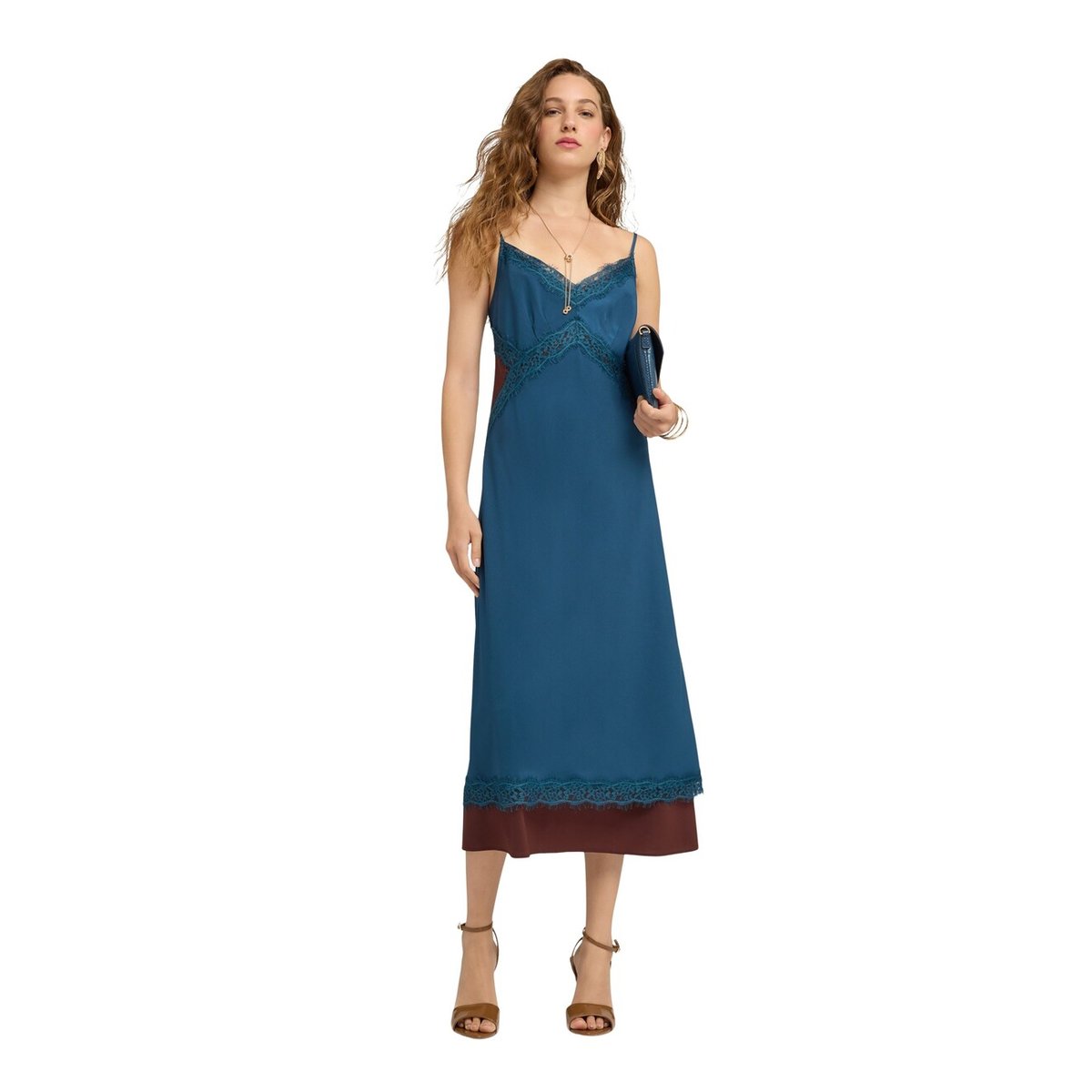 Robe regular avec dentelle petrol blue, MOTIVI