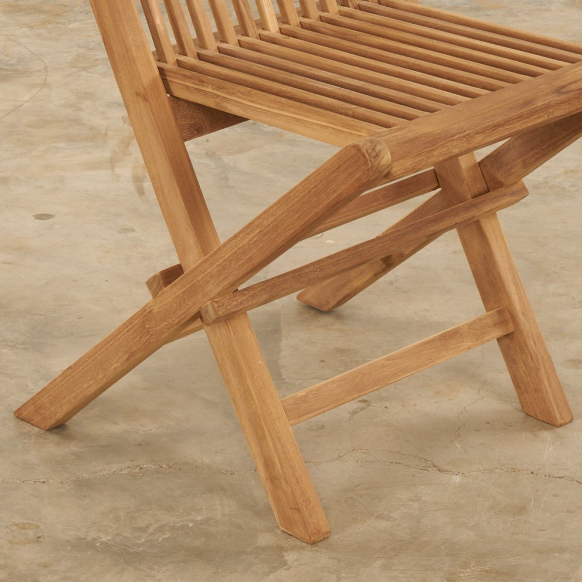 Ensemble de 2 chaises pliantes en teck massif Audrey naturel, WANDA COLLECTION