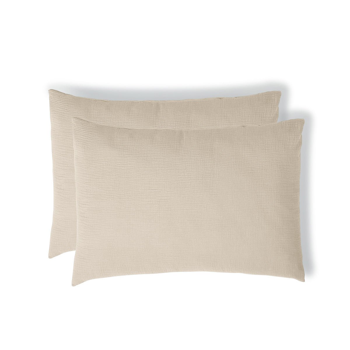 Taie d'oreiller (x2) gaze de coton ALMA Made in Europe beige clair, FEBRONIE