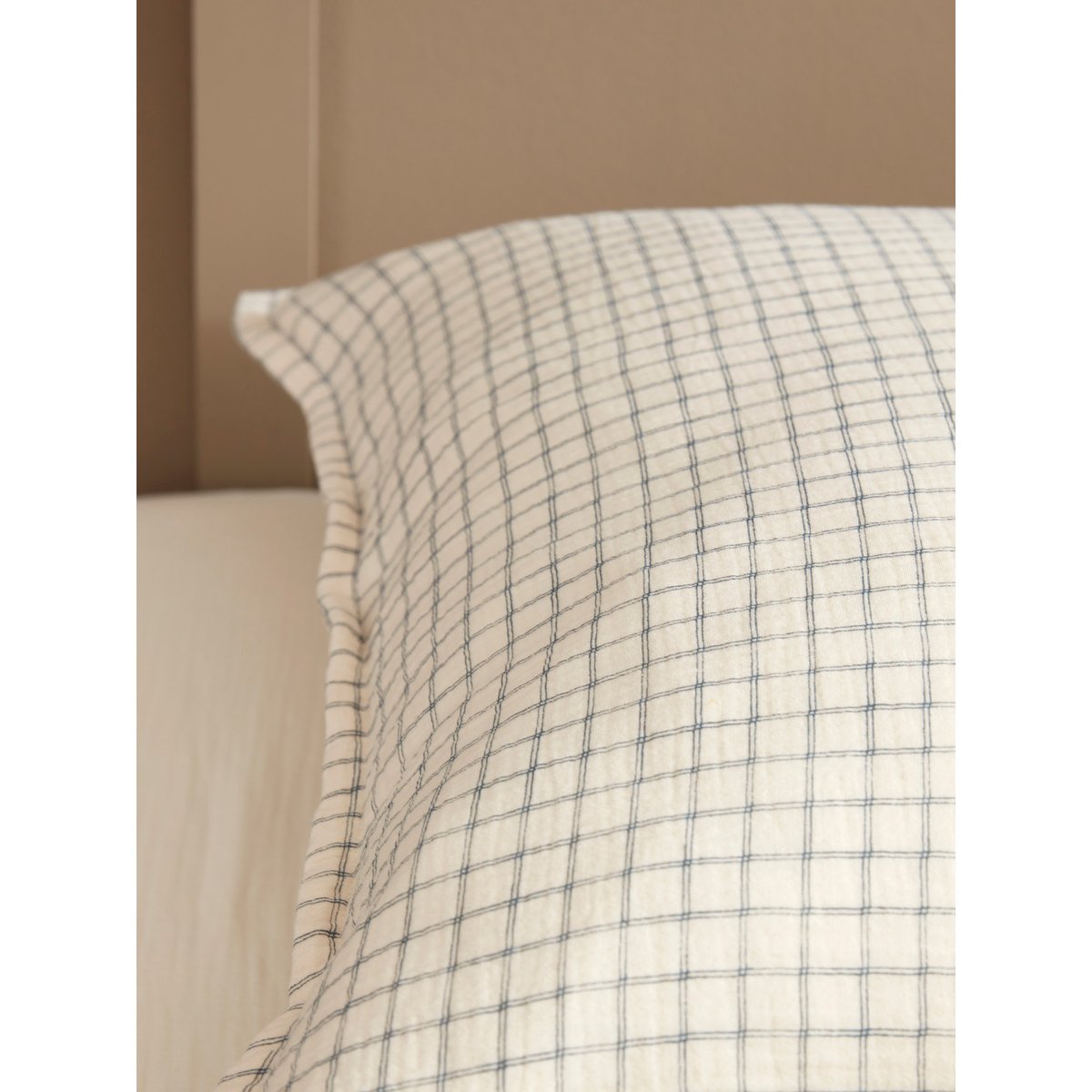 Housse de couette enfant gaze de coton "Carreaux" bleu, CYRILLUS