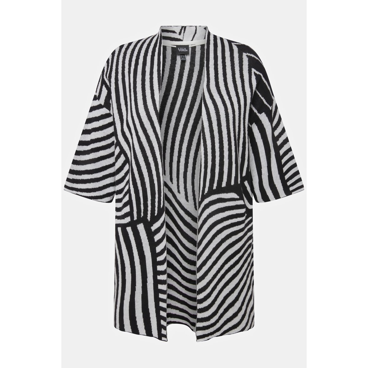 Cardigan en fine maille jacquard noir, ULLA POPKEN