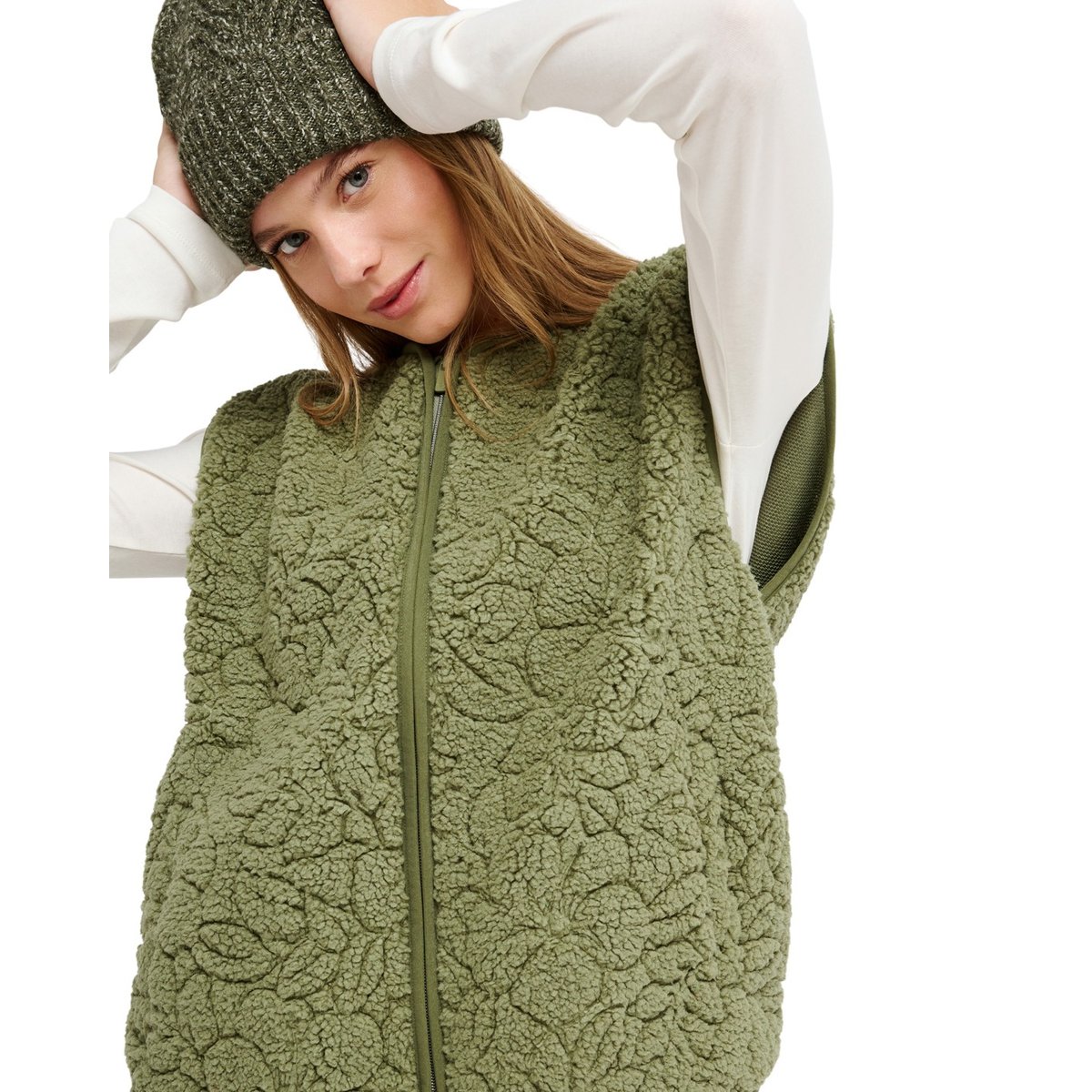 Gilet Sherpa zippé BEST TOWN. vert oil green outline mo, ROXY