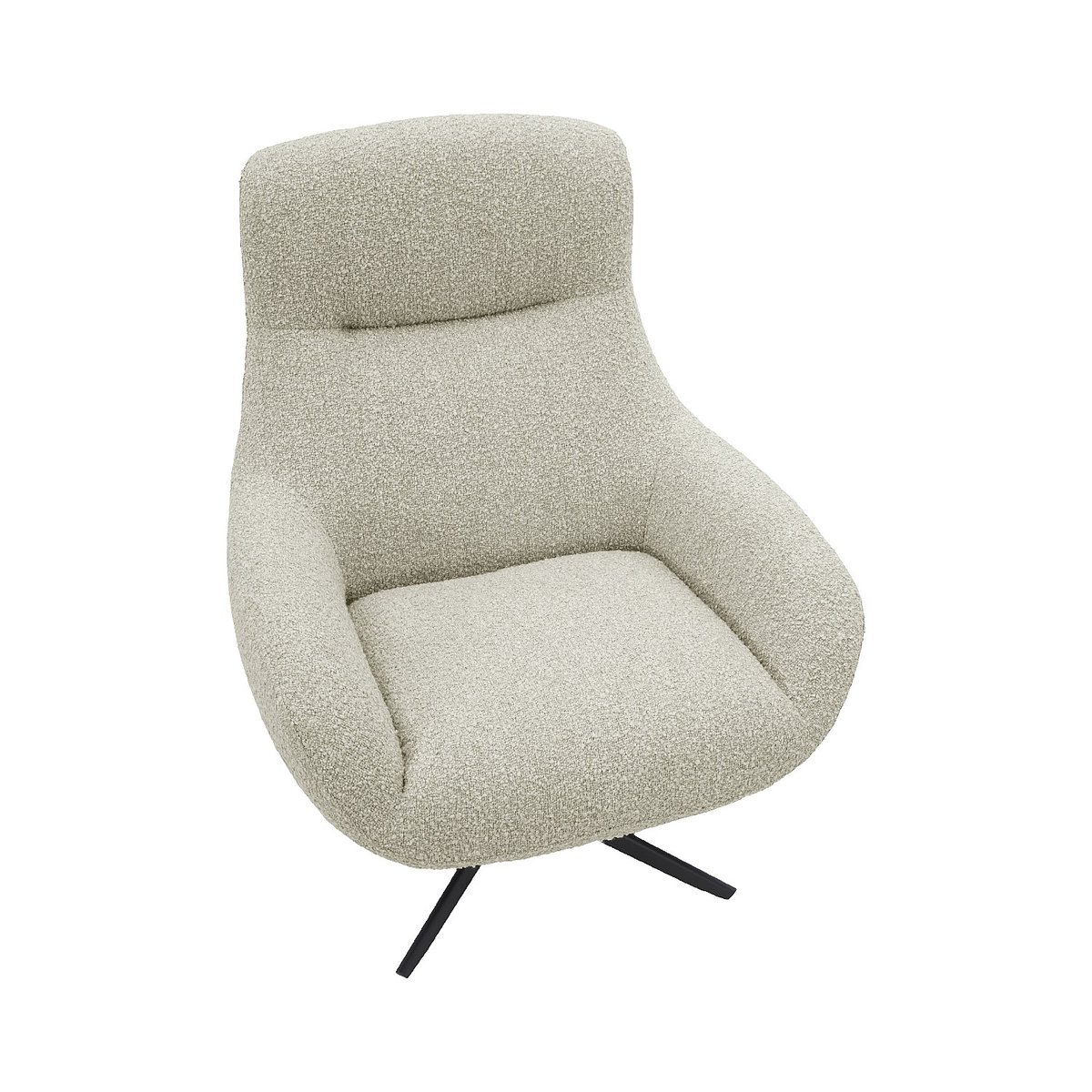 Fauteuil droit polyester MAEVE crème, HABITAT